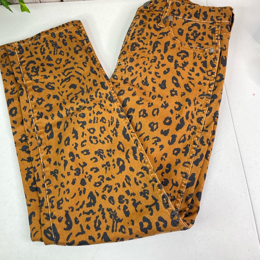 MADEWELL Stovepipe high waisted leopard straight leg JEANS womens 27 New
